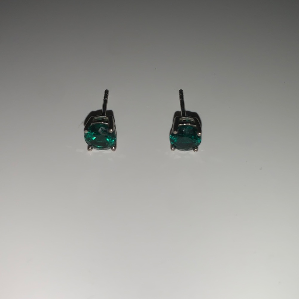 Lab-Created Emerald Stud Earrings Sterling Silver